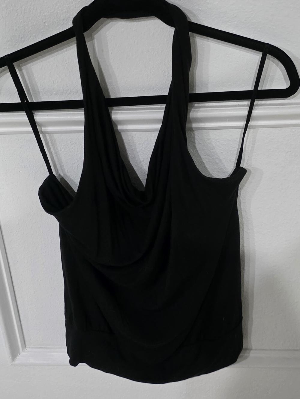 Y2K Black Drape Neck Halter Tank Top -Loft Sz L